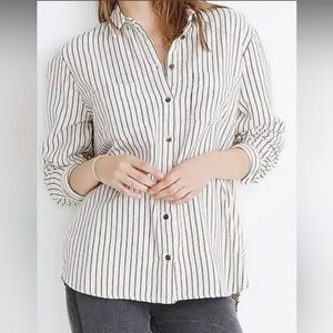 Madewell Sunday Flannel Shirt in Mick Strip size XS with Pockets Oversized